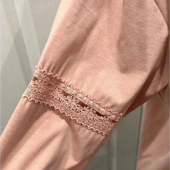 ININ pink, long sleeve shirts with lace enlay sleeves.  NWT, v- neck, comfy - Picture 4 of 7